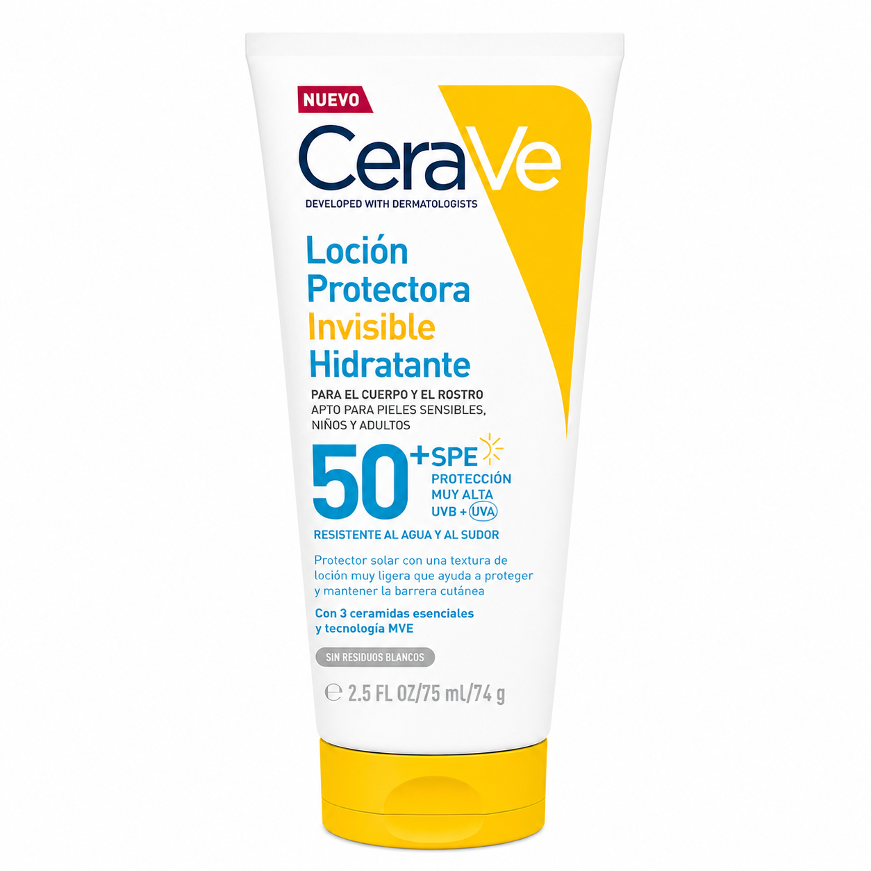Cerave Protector Solar Loción Invisible Hidratante SPF50+ x 75mL